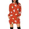 Vestido suéter de punto largo con capucha y bolsillos estampado de Halloween para mujer, comercio exterior 2024 Amazon transfronterizo europeo y americano