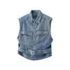 Chaleco de mezclilla estilo retro americano para hombre, chaqueta sin mangas moderna y versátil para primavera y otoño, chaleco casual para hombre