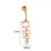 Piercing de Ombligo Hensen de Acero Inoxidable con Circonita Incrustada de Cobre, Colgante de Lazo y Borla, Piercing de Ombligo Estilo Europeo y Americano Transfronterizo