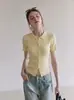 Elegante top de malha de manga curta estilo francês para mulheres, novo modelo de verão, emagrecedor e versátil, top cardigã curto, moderno