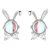 Aretes de Luna de Conejo para Mujer Plata de Ley 925 2022 Nuevo Diseño de Nicho Sentido de Diseño Clavo de Hélice Auricular Joyería de Oreja Elegante para Instagram