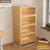 Librería a prueba de polvo de madera maciza, montada en la pared, color nogal, armario de almacenamiento, estantería de pie, estantería para el hogar