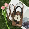 Bolso Cruzado de Punto Japonés y Coreano Portátil de Dibujos Animados Moda Bolso de Punto para Teléfono Móvil Versátil para Viajar Bolso de Hombro Cruzado Tote