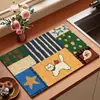 Esterilla Escurridora de Cocina Estilo Retro Americano, Esterilla Absorbente de Tierra de Diatomeas de Secado Rápido para Mesa, Base Resistente al Calor para Encimera, Esterilla para Secar Tazones y Palillos