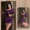 Shuoyao lencería sexy para mujer vestido de vaina transparente de manga larga pasión caliente uniforme sexy traje de tentación 260