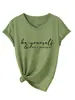 Seja Você Mesmo Não Amazon Ebay Site Independente Moda Casual Feminina Camiseta de Manga Curta com Decote V em Estoque