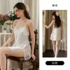 Precioso y dulce encaje con abertura tentación, almohadilla extraíble en el pecho, espalda descubierta, camisón de satén con bata de atar, ropa de estar por casa 6615