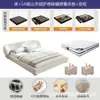Cama de dormitorio estilo crema abrazando tela de algodón y lino cama dormitorio principal cama de boda cama tapizada suave cama con respaldo suave doble cama grande
