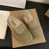 Primer Encuentro Ji Zapatos de Algodón de Un Paso Zapatos de Hada de Peluche Zapatos Peludos Ropa de Abrigo Otoño/Invierno Más Terciopelo Nuevo Fondo Plano Zapatos para Conducir para Mujeres Embarazadas