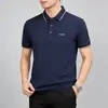 Camiseta tipo polo de manga corta estilo comercio exterior para hombre, verano casual de negocios, sin arrugas, fresca, amigable con la piel, transpirable, camisa con cuello