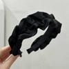 Arco de cabelo plissado de aba larga e craniana alta para mulheres, estilo Hong Kong de cetim, combinação completa, celebridade da Internet, lavagem do rosto e maquiagem, cabelo, pressão, arco de cabelo para mulheres
