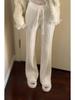 Calça casual branca de malha suave feminina outono e inverno solta emagrecendo cintura alta drapeando mop macia glutinosa calça de perna larga reta