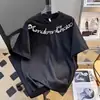 Camiseta de Manga Corta Pesada con Cuentas Estilo Chino para Hombres y Mujeres, Top Holgado Casual de Verano a la Moda con Cuello Redondo