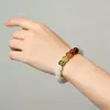 Pulsera de Cinco Vías Dios de la Riqueza Jade Blanco Bodhi Semilla Original Natural Bodhi Wen Play Pulsera de Cuentas de Buda Anillo Único Joyería de Muñeca Venta al por Mayor