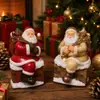 Decoraciones navideñas: Adorno de resina de Papá Noel rojo y dorado en chimenea para regalar, diseño exquisito para árbol de Navidad y exhibición de mesa