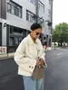 Europa e Estados Unidos lapela cruzada manga longa curto 2024 inverno botão nova moda feminina outono e inverno solto casual casaco
