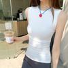 Foto Real # Camisola de Algodón Puro para Mujer Capa Interior Verano Nuevo Chica Hot Puede Usar Top Exterior Camiseta sin Mangas