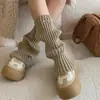Calcetines de Punto Gruesos Cálidos de Lana para Otoño e Invierno con Logo Metálico, Calentadores de Pierna hasta la Pantorrilla, Calcetines Adelgazantes para Pantorrilla