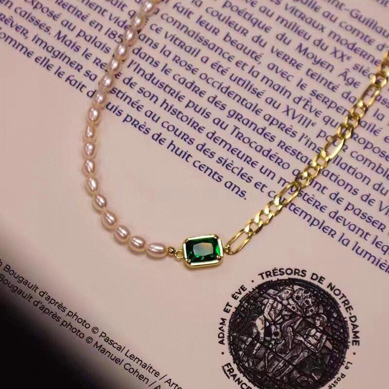 复古天然淡水小米珠珍珠项链女小众感14k注金祖