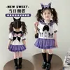 Traje de Verano Kuromi para Niñas 2026 Nuevo Conjunto Estilo Academia Infantil JK Conjunto de Dos Piezas con Falda Plisada para Niñas