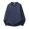 Camiseta de manga larga de cuello redondo, corte holgado, 100% algodón, nueva para 2026, para uso transfronterizo, camisa polo de trabajo para otoño e invierno, top de color liso