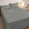 Esterilla refrescante de látex, esterilla de seda helada con faldón para cama, alfombrilla suave de verano para enfriar con aire acondicionado, protector de colchón para el hogar lavable a máquina