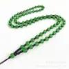 Venta al por mayor del fabricante collar de cuentas de jade de vidrio colgante atado cadena de cuentas colgantes obsidiana calcedonia jadeíta cuerda de colgar línea