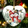Comercio electrónico transfronterizo Forma de Corazón Navideño Muñeco de Nieve Patrón de Papá Noel Acrílico Decoración de Árbol de Navidad Colgante Adorno