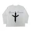 Camiseta de Manga Larga con Cuello Redondo Estampada Personalizada al por Mayor de Comercio Exterior Transfronterizo Estilo Casual Perezoso Europeo y Americano Top Pullover Vintage Harajuku