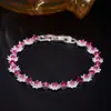 Pulseira de Flor de Rubi de Luxo Leve Transfronteiriça Europeia e Americana Mostra Pele Clara Temperamento Elegante Versátil para o Dia a Dia Atmosfera Nobre Pulseira Feminina