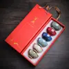 Taza Liushun Taza de Maestro de Cerámica Taza de Té Transformada en Horno Juego de Tazas de 6 Colores Taza Personal Individual para Degustación Taza de los Cinco Elementos Estilo Zen