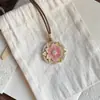 Novo Colar de Lótus Rosa Estilo Chinês para Mulheres, Pingente de Lótus em Filigrana Embossada Corrente para Suéter, Presente de Dia dos Namorados