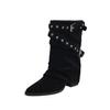Botas Curtas de Salto Alto Bico Fino Marrom Retrô para Mulheres 2025 Outono e Inverno Novas Botas de Meia-Canela para Primavera e Outono Moda Feminina