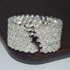 Pulsera brazalete exagerada de 2/3/5 hileras con diamantes de imitación grandes de taladro completo directo de fábrica, pulsera de cadena de garra para damas