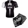 Traje de Treino para Sparring Traje UFC Masculino Boxe Justo Secagem Rápida Roupas Muay Thai Luta Shorts de Manga Curta Academia Luta