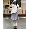 Pantalones Falda Florales de Pierna Ancha con Lunares Azules para Mujer, Nuevo Estilo de Verano, Cintura Alta, Corte Holgado, Adelgazantes, Falda Casual de Corte A