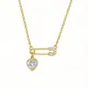 Collar con Broche de Corazón Transfronterizo Europeo y Americano para Mujer, Cadena para Clavícula Personalizada de Acero de Titanio de Lujo Ligero, Collar de Gama Alta de Nicho Estilo Ins