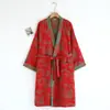 Roupão de Gaze de Algodão Puro Tingido no Fio Gaze de Camada Dupla Todo Algodão Masculino e Feminino Quatro Estações Fino Roupa de Dormir Absorvente Secagem Rápida Yukata Adulto Verão