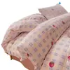 Conjunto de quatro peças em gaze de algodão de dupla camada super macio, tipo nuvem, com estampa floral pequena, capa de edredom, lençol de cima, lençol com elástico, conjunto de três peças para estudantes, confortável para uma boa noite de sono