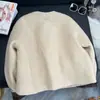 Casaco de inverno de lã, cor sólida, manga longa, ajuste regular, espesso e acolchoado, jaqueta curta elegante e chique