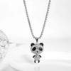 Colar de panda de diamante completo hip hop colar de aço inoxidável homens e mulheres temperamento pingente panda casal colar acessórios corrente suéter