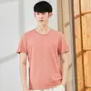 Nova camiseta masculina primavera e verão 2021 jovem gola redonda manga curta lisa camiseta básica masculina atacado