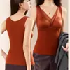 Otoño/Invierno 630 Lana Merino Cálido Satín Copa Trasera Sin Costuras Cómodo Chaleco de Almacenamiento de Calor Cepillado para Mujer Transfronterizo