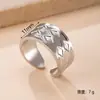 Anel largo de aço inoxidável para homens, anel de joia com textura vintage personalizado prensado a óleo, fornecimento transfronteiriço