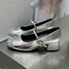 Elegantes y Versátiles Zapatos con Plataforma para Mujer para Otoño, Zapatos Mary Jane Plateados para Combinar con Faldas, Zapatos Pequeños de Piel para Mujeres Bajitas