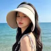 Sombrero de Protección Solar para Mujer, Sombrero de Sol de Verano para Exteriores y Playa con Ala Ancha, Hace que la Cara Parezca Más Pequeña, Sombrero de Sol con Protección UV