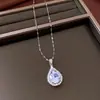 Collar Retro de Circonita Gota de Agua Diseño Personalizado Sentido de la Moda Exquisito y de Temperamento Cadena para Clavícula Lujo Ligero Sentido de Alta Gama Collar para Mujer