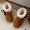 Botas de Neve Originais Hello Kitty Inverno Feminino Casuais Moda Vintage Gato KT Forradas com Lã Sola Grossa Quente Sapatos de Algodão