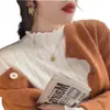 Camiseta básica de cuello alto para mujer, estilo primavera y otoño, suéter delgado de manga larga, corte ajustado, top de punto versátil