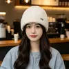 Nuevo Sombrero Estilo Coreano para Mujer con Nueva Circunferencia de Cabeza Grande 2026 Nuevo Sombrero de Lana Tejida Cálido para Orejas Otoño/Invierno al Aire Libre